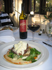 Dinner and Wine in a Restaurant