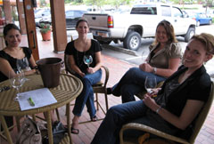 Enjoying some Dusted Valley wines outside at the Dusted Valley Wine Gallery in Woodinville