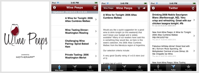 Wine Peeps iPhone App screenshots